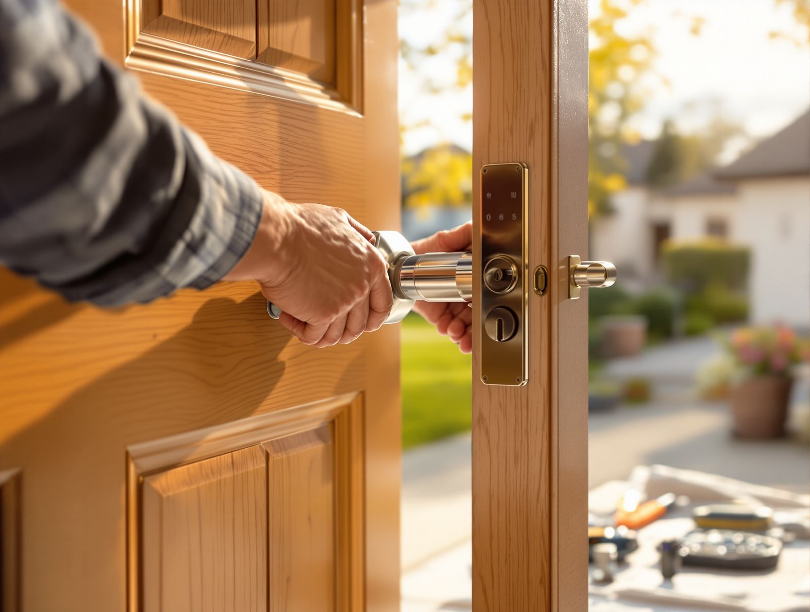 A1 Express Locksmith Ballwin - What to Expect When You Call A1 Express Locksmith professional locksmith installing a lock in Ballwin St. Louis